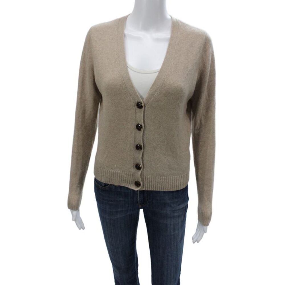 Reformation Unisex Beige V-Neck Button Cardigan Cashmere Blend Size XS